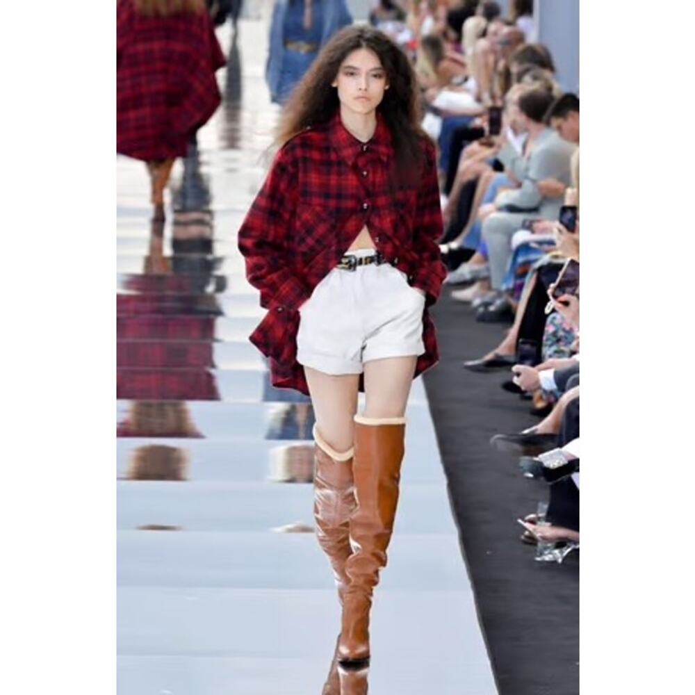 DUNDAS x REVOLVE London Oversized Shirt Red Black Grunge Goth Plaid Size S